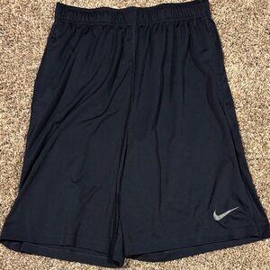 Nike Men’s Dark Navy Athletic Shorts with Gray Swoosh